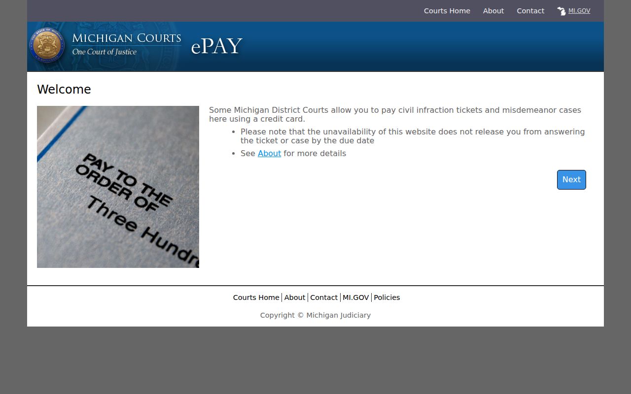 Houghton County traffic court official Michigan ePAY payment gateway